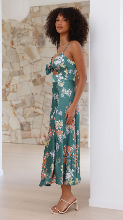 Amélie - Vestido Floral Esmeralda