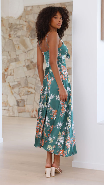 Amélie - Vestido Floral Esmeralda