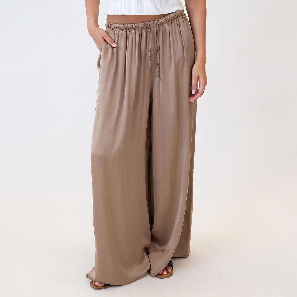 Pantalón de Satén Extra Ancho