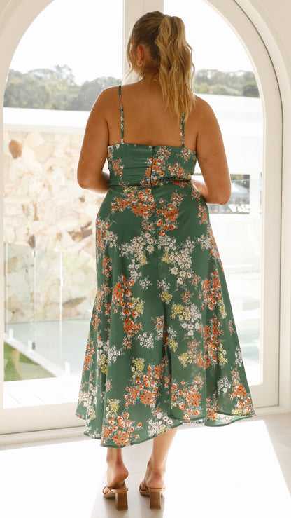 Amélie - Vestido Floral Esmeralda