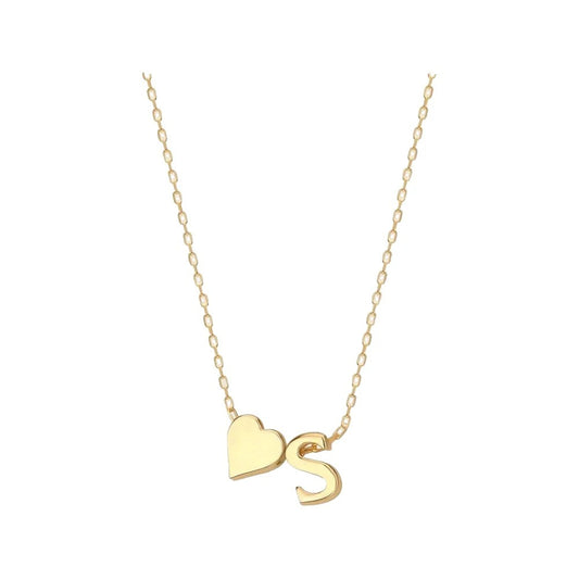 Cadena con Letra y Corazon - Oro - fondo blanco