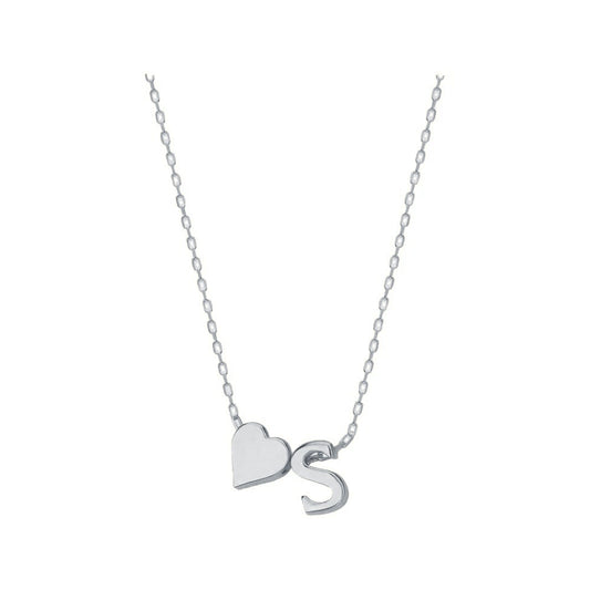 Cadena con Letra y Corazon - Plata - fondo blanco