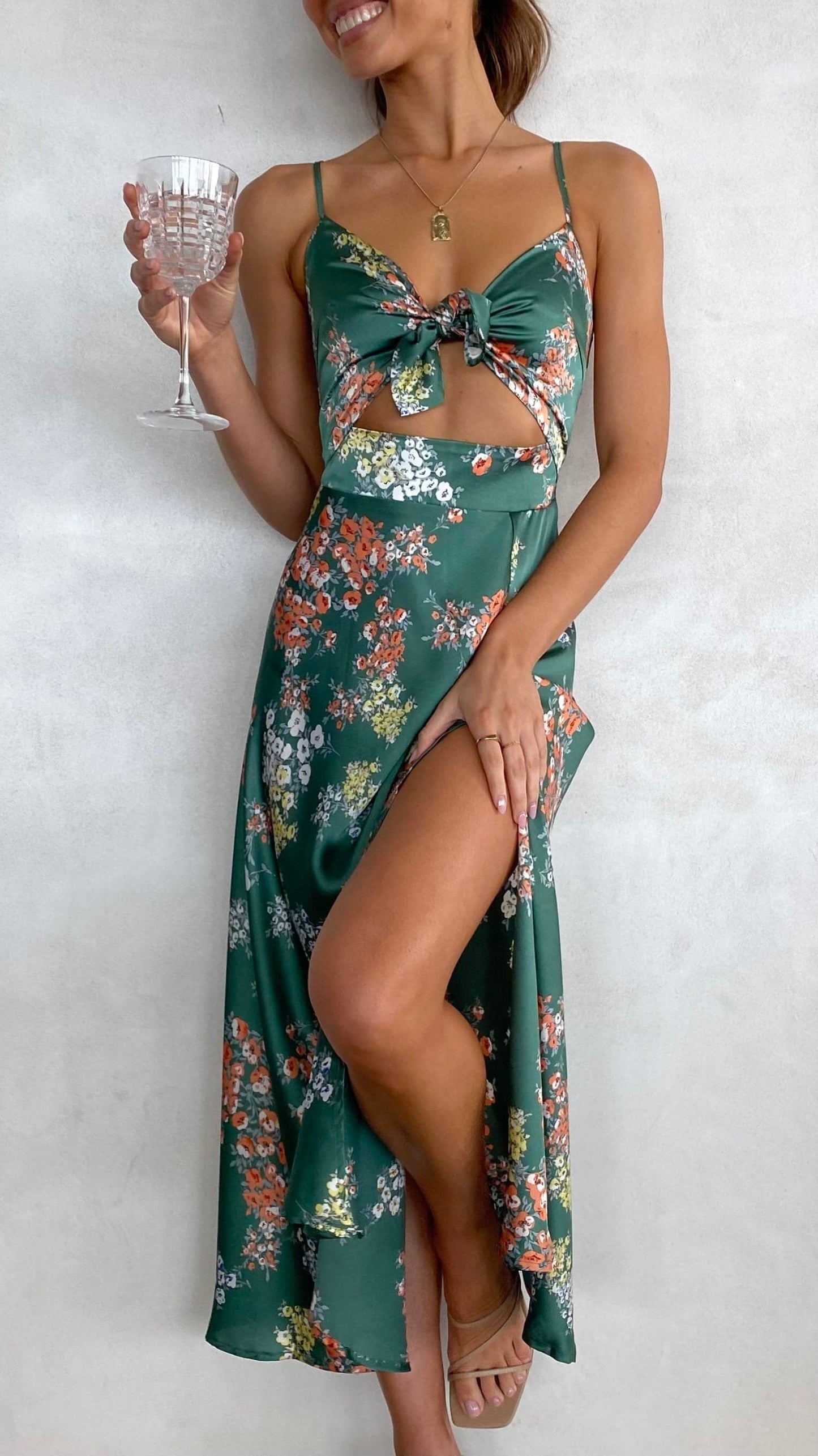 Amélie - Vestido Floral Esmeralda