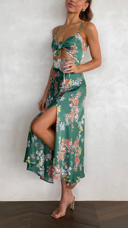 Amélie - Vestido Floral Esmeralda