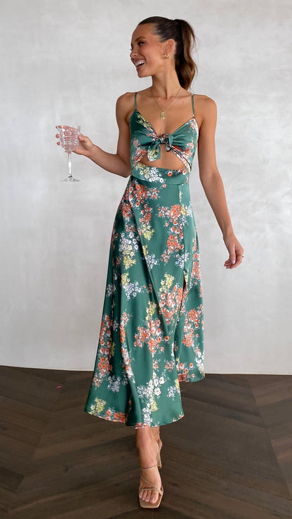 Amélie - Vestido Floral Esmeralda